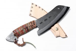 鉄鋼　青紙二号　黒打ち　　ブッチャーナイフ6寸　紐巻　