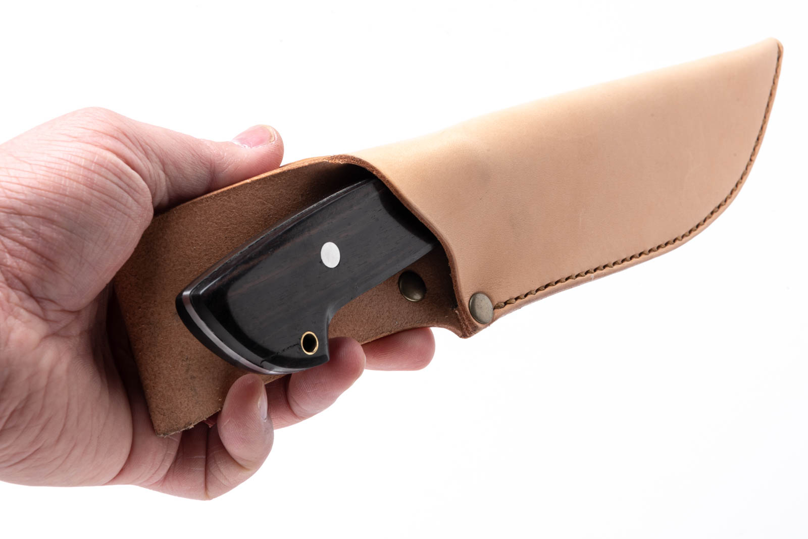 黒檀 銀三ステンレス アウトドアナイフ 5寸厚め シース付き - 画像 (3)