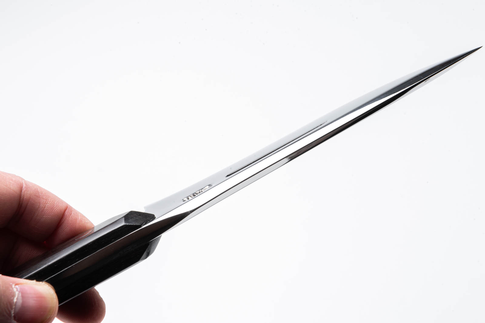 黒檀 銀三ステンレス アウトドアナイフ 5寸厚め シース付き - 画像 (4)