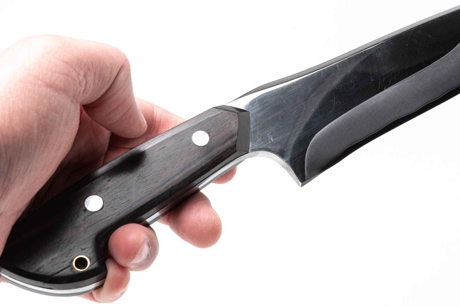 黒檀 銀三ステンレス アウトドアナイフ 5寸厚め シース付き - 画像 (5)