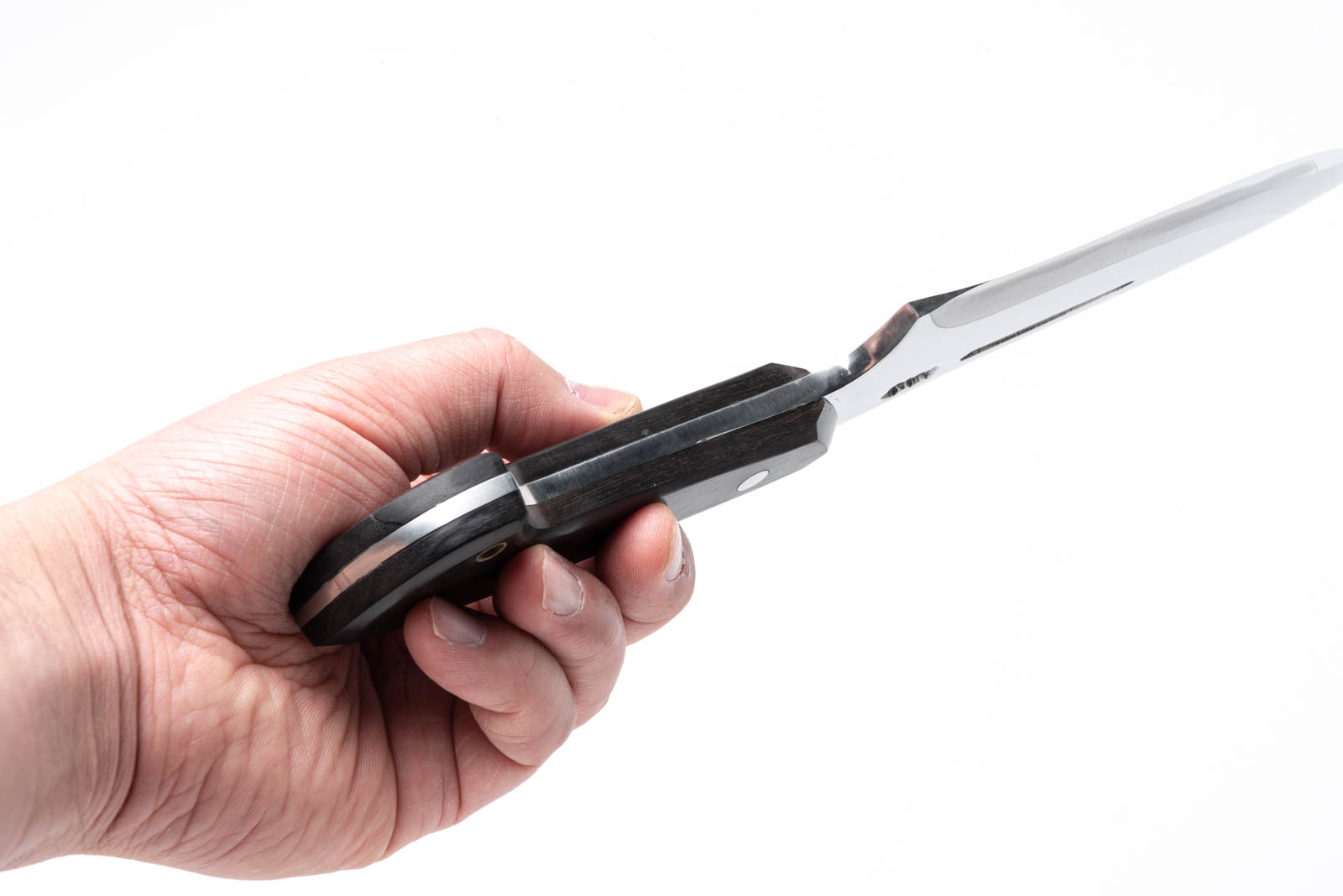 黒檀 銀三ステンレス アウトドアナイフ 5寸厚め シース付き - 画像 (6)