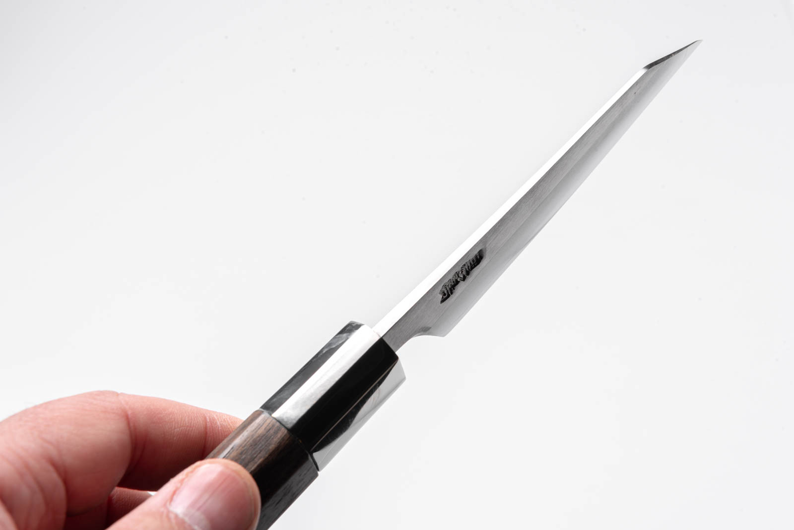 八角胡桃柄 銀三ステンレス 片刃小包丁 3寸 - 画像 (5)