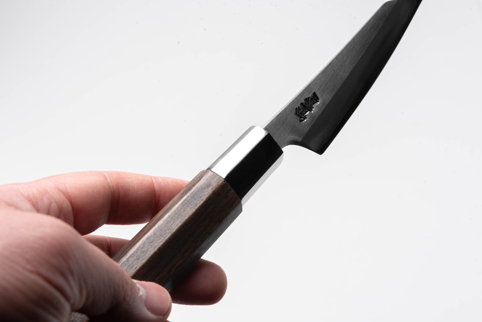 八角胡桃柄 銀三ステンレス 片刃小包丁 3寸 - 画像 (4)