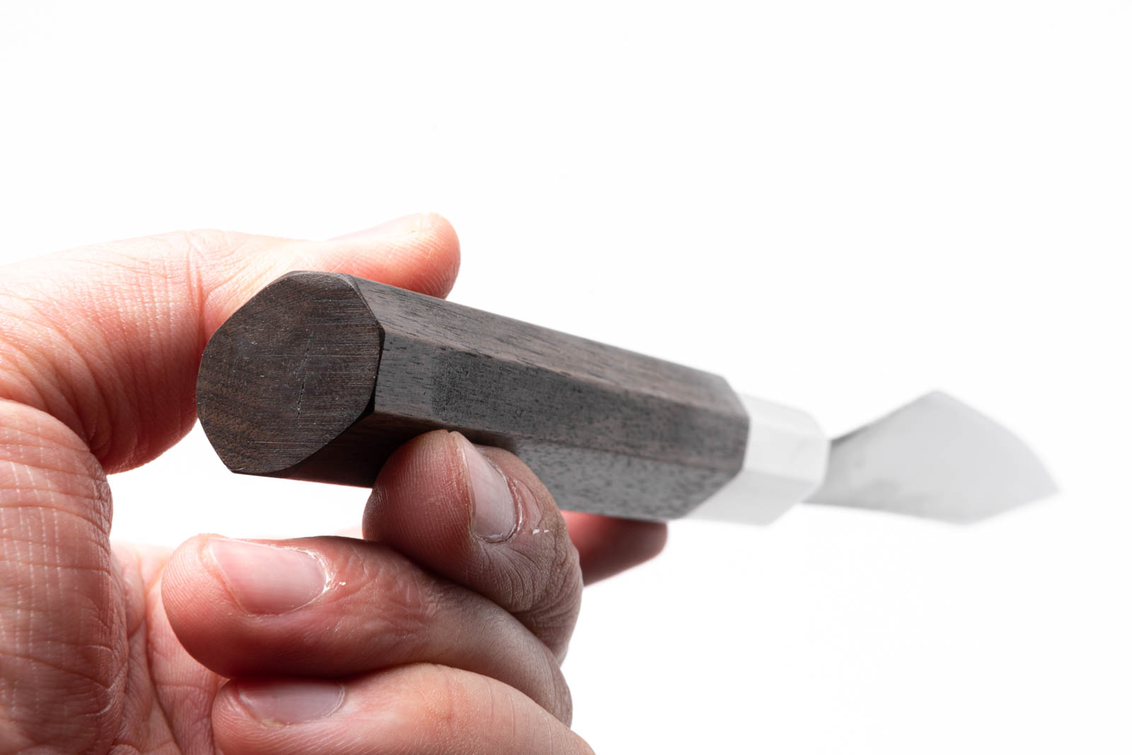 八角胡桃柄 銀三ステンレス 片刃小包丁 3寸 - 画像 (2)