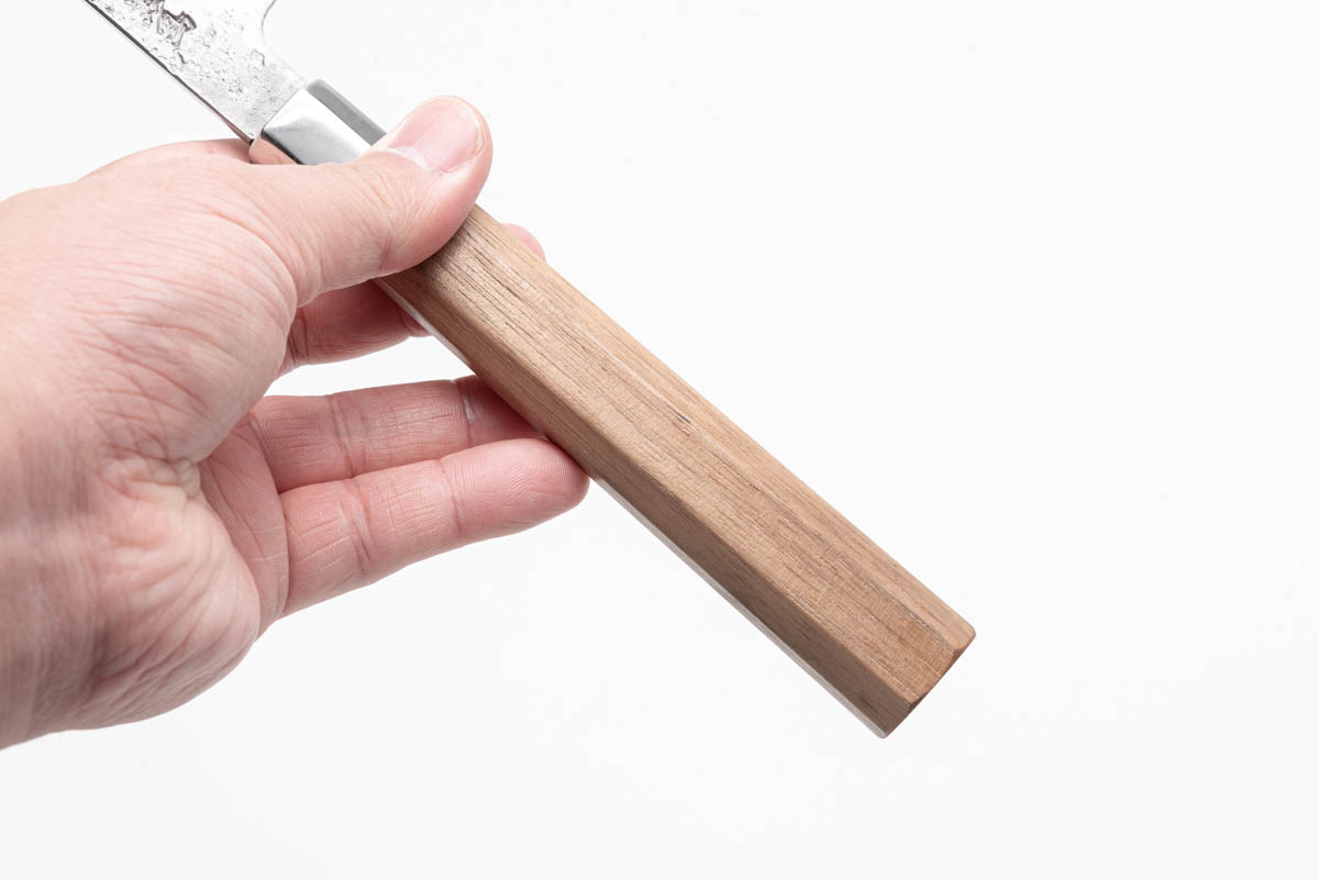 八角胡桃 銀三ステンレス 厚め柳刃包丁 梨地仕上げ - 画像 (6)