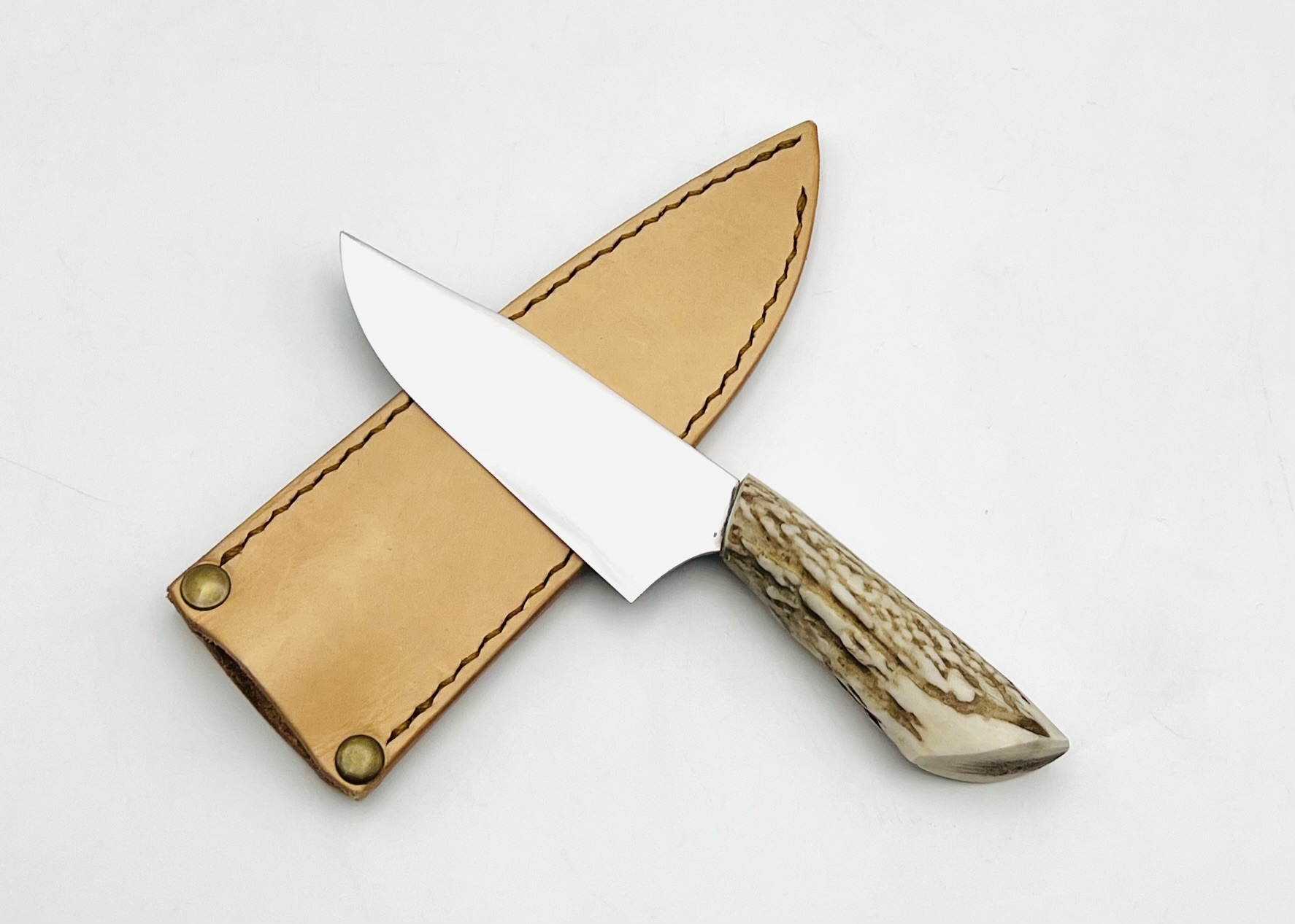 鹿角柄 銀三ステンレス ナイフ シース付⑧ - 画像 (2)