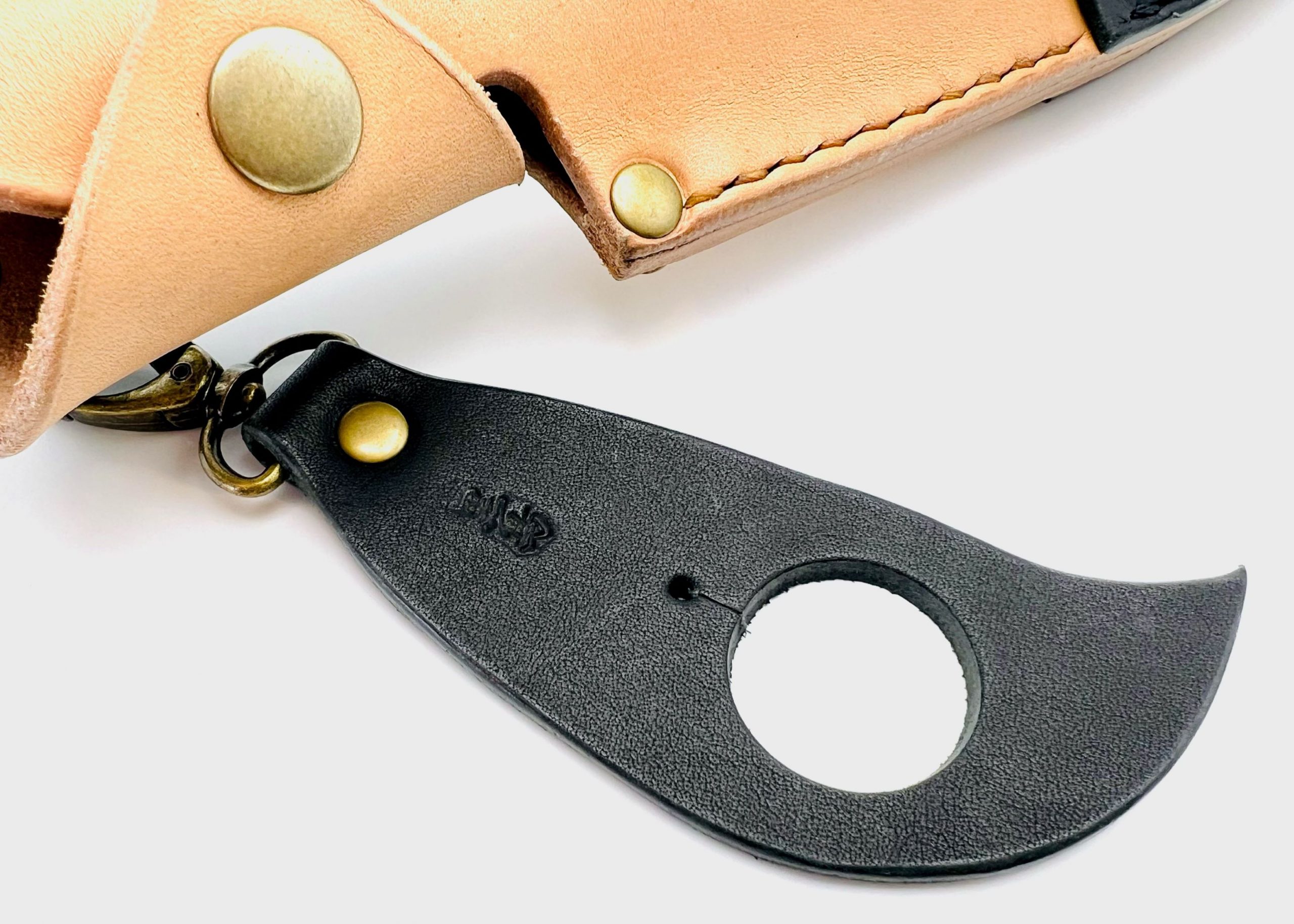 鉄鋼青二 黒打ち 共柄ナイフ 紐巻き - 画像 (6)