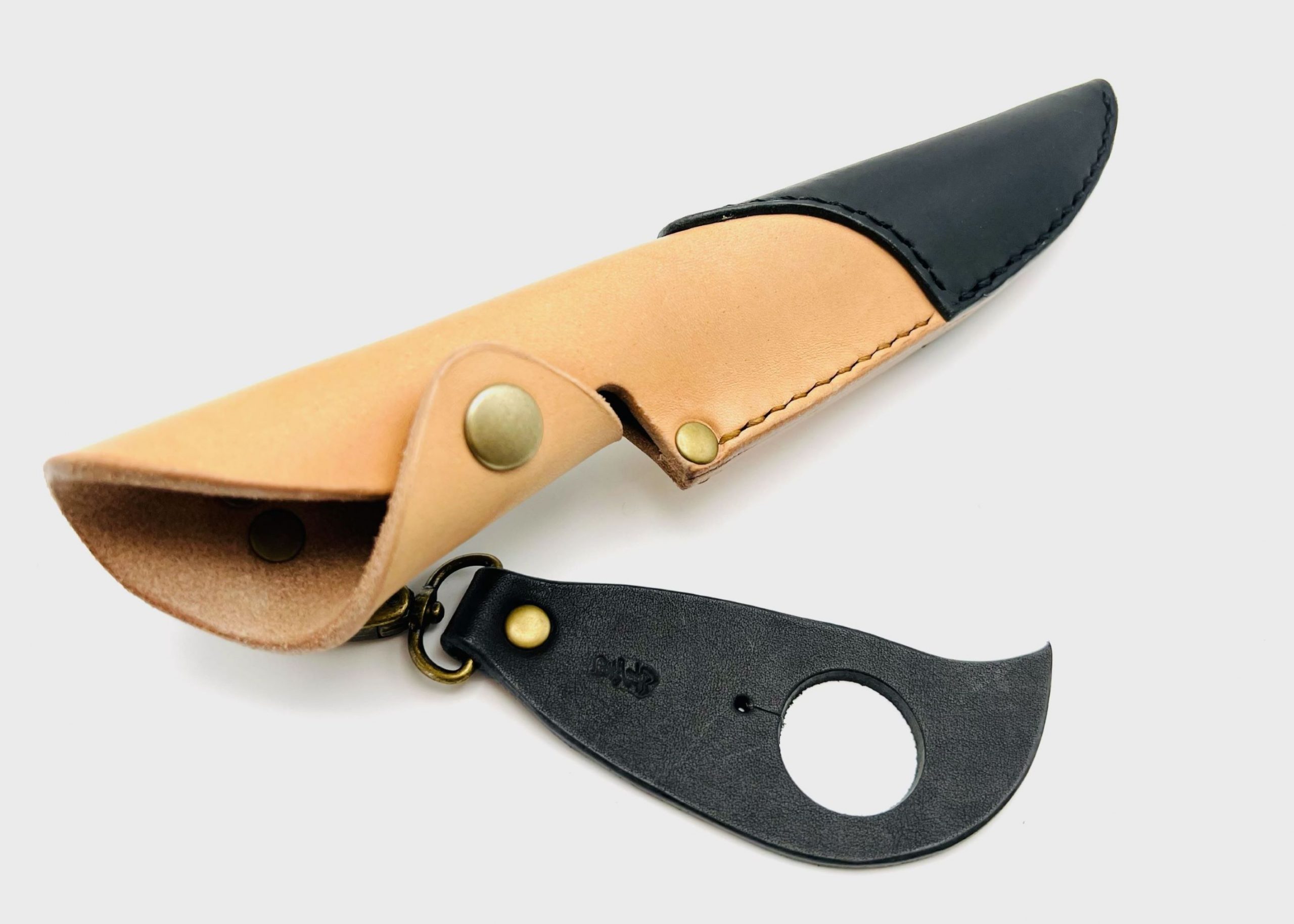 鉄鋼青二 黒打ち 共柄ナイフ 紐巻き - 画像 (5)