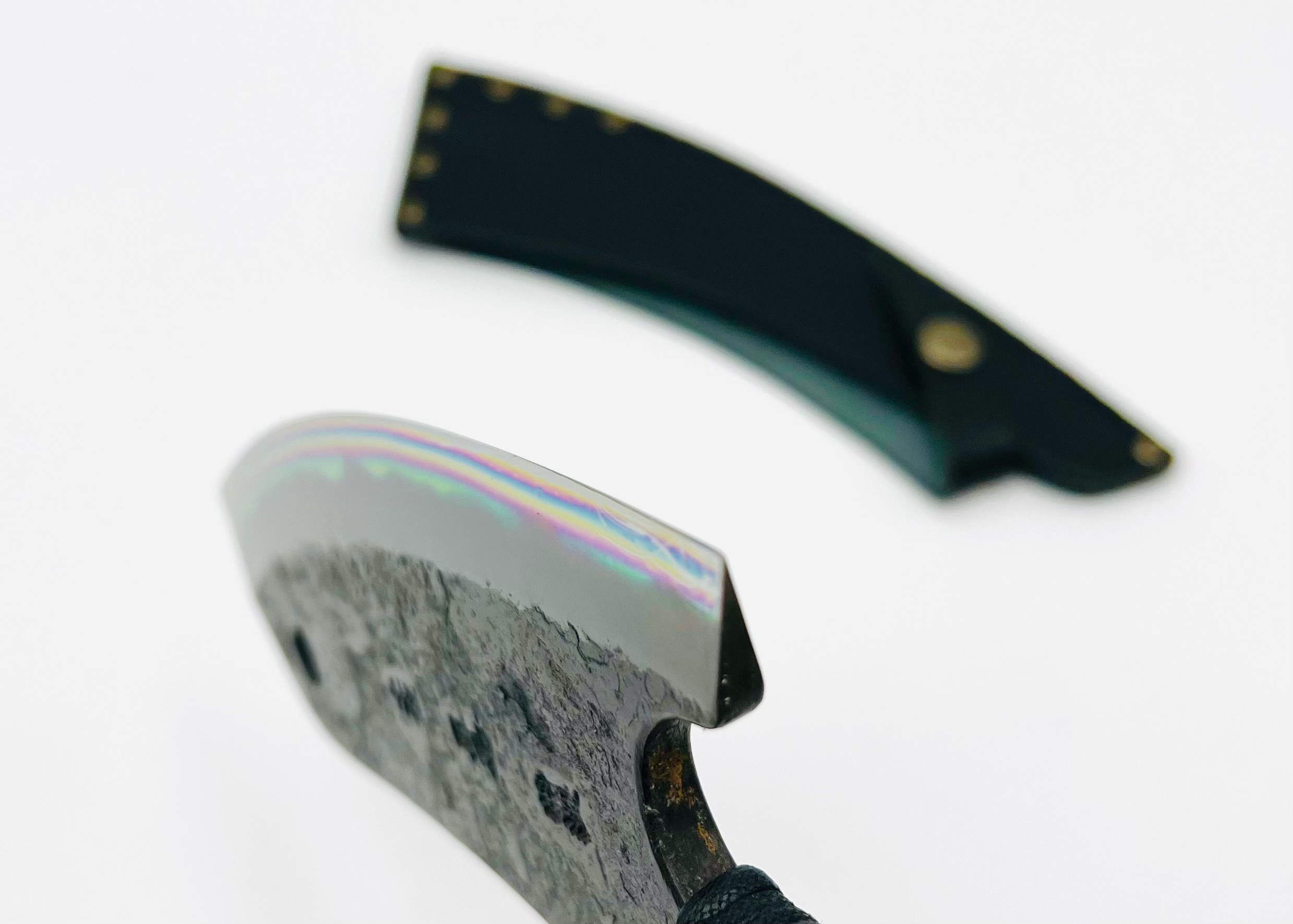 鉄鋼 青紙二号 黒打ちブッチャーナイフ6寸 紐巻(黒) - 画像 (4)