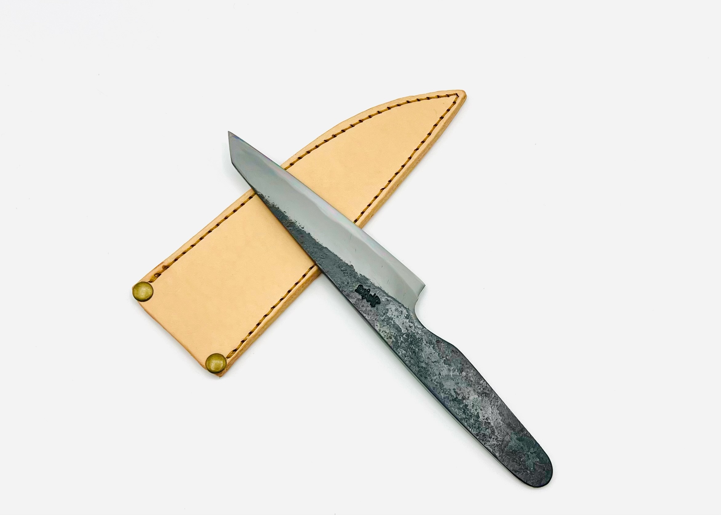 鉄・鋼(青二)黒打ちナイフ 4寸