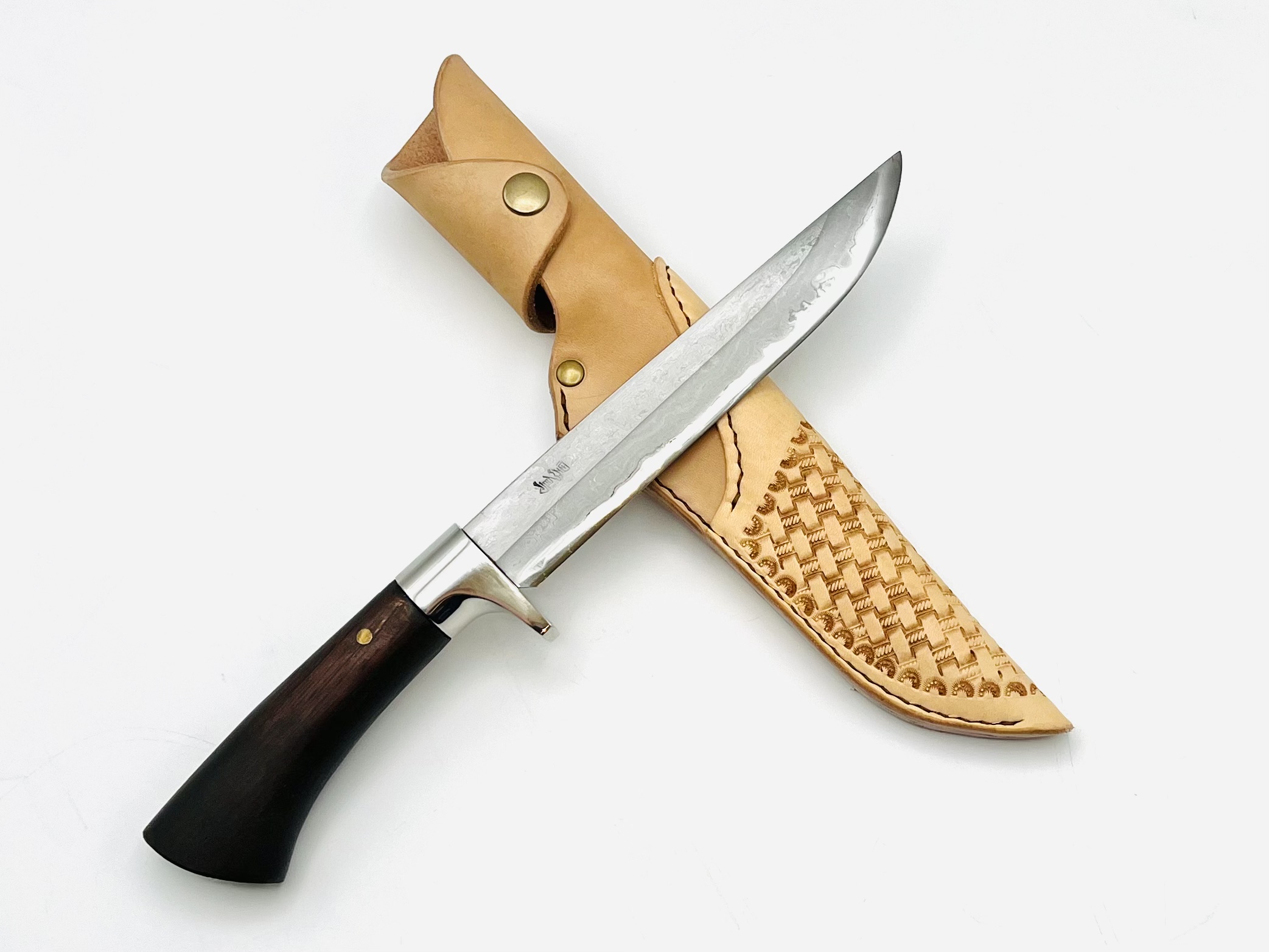 樫柄 ダマスカス60層 白紙一号 剣鉈6寸