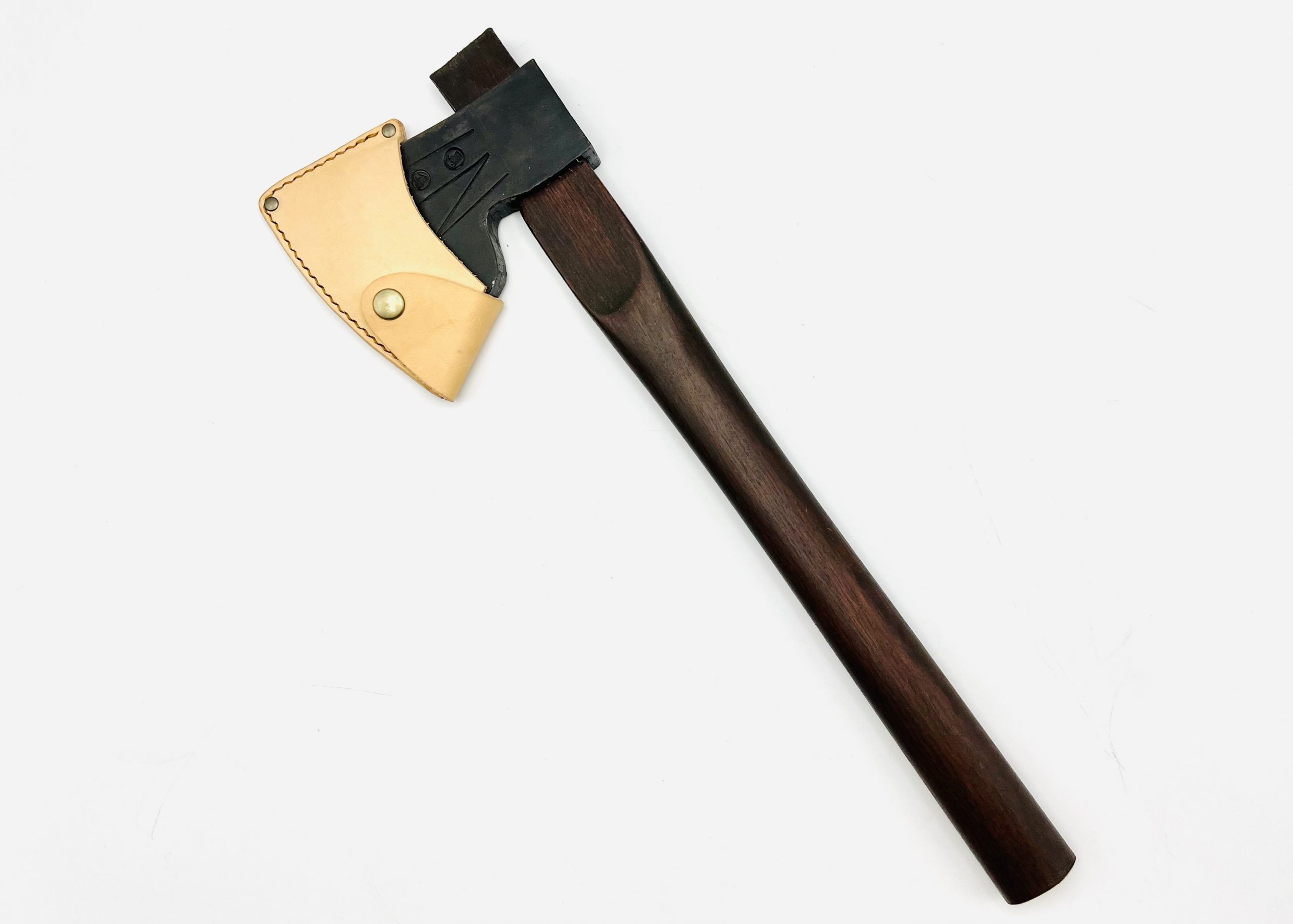 樫柄 鉄・鋼(青二)手斧(大) シュロ縄&革シース付 - 画像 (7)