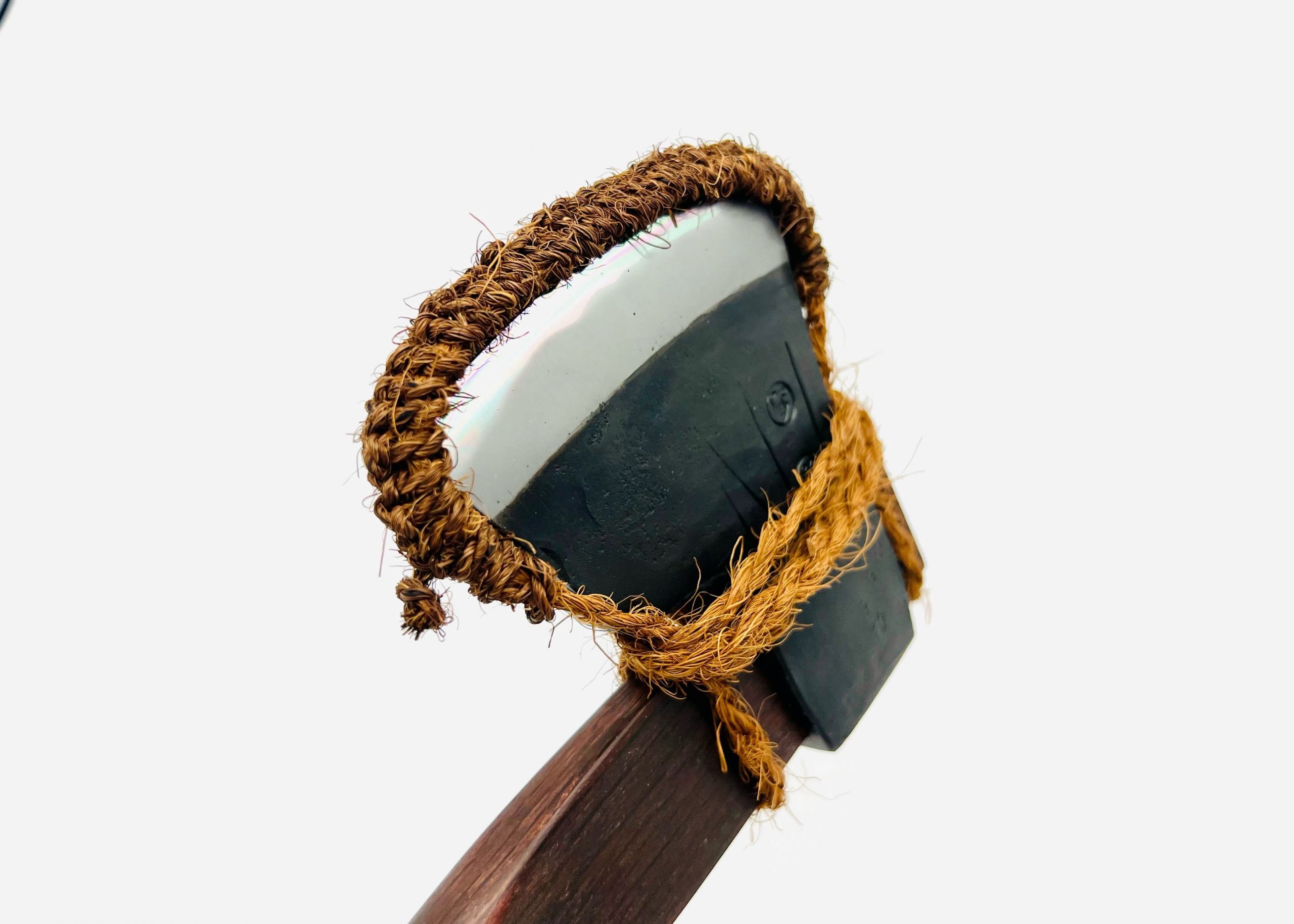 樫柄 鉄・鋼(青二)手斧 シュロ縄&革シース付 - 画像 (10)