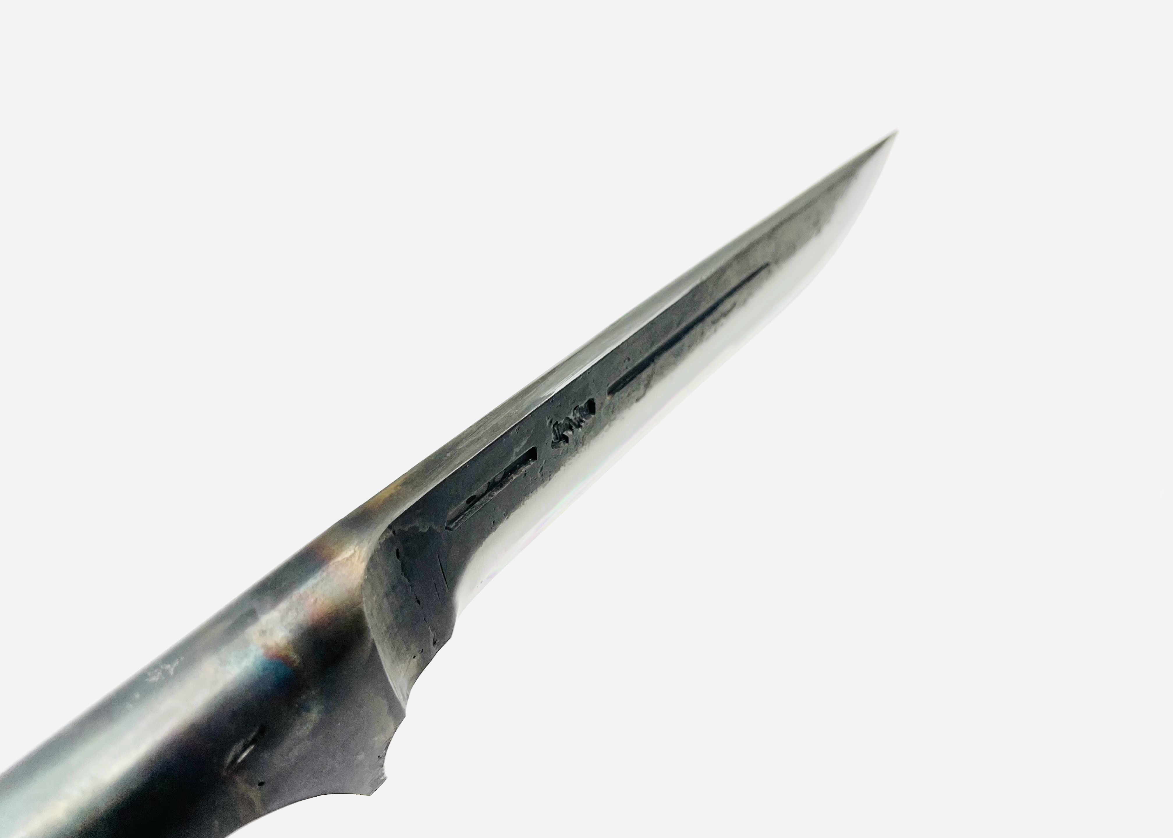 鉄・鋼(青二)パイプ柄剣鉈6寸 ツートン型押しシース付 - 画像 (3)