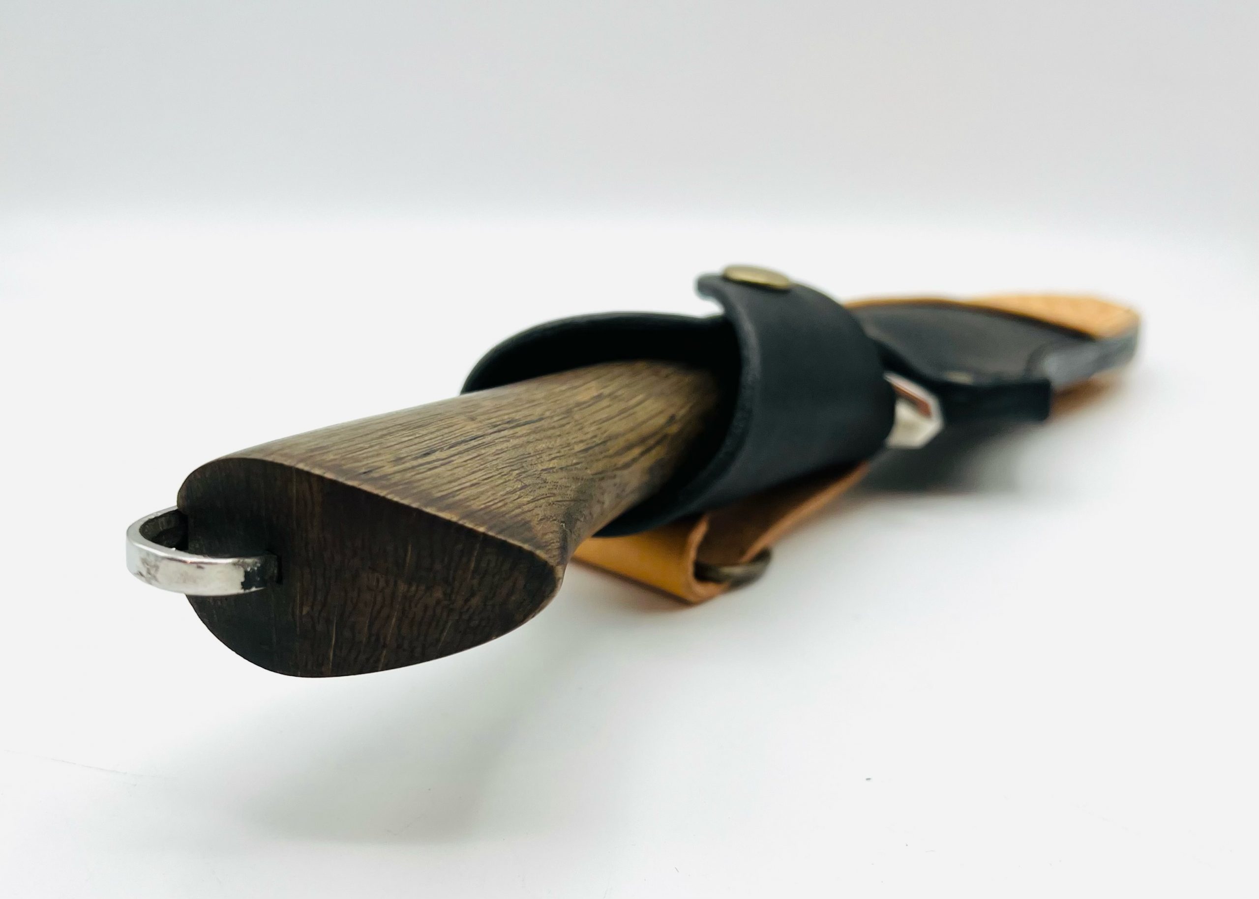 樫柄 ダマスカス(白一) 鉈6.5寸 ツートン型押しシース付 - 画像 (7)