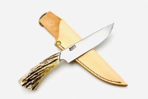 銀三ステンレス　鹿角柄ナイフ　シース付⑥