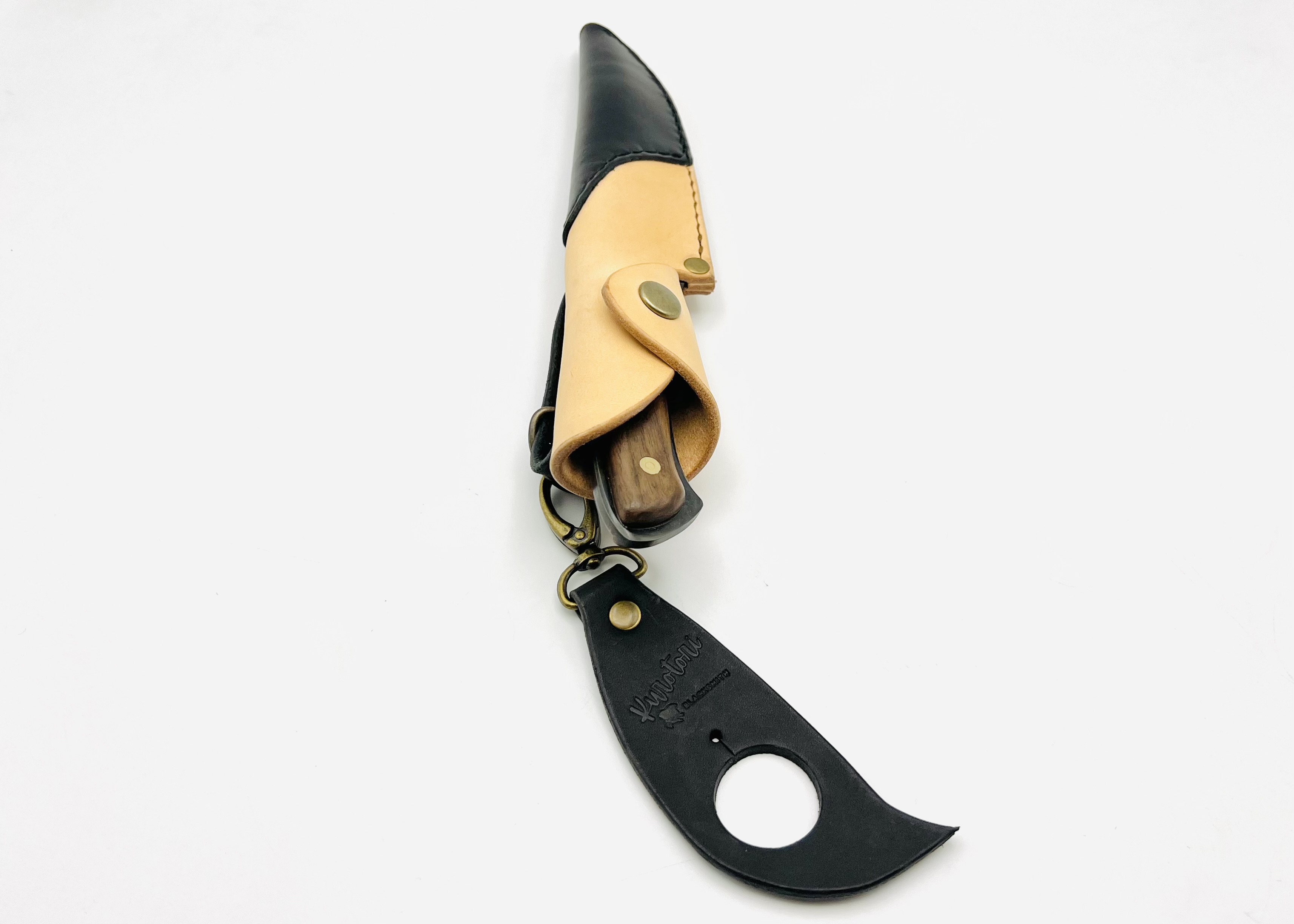 鉄・鋼(青二) 黒打ちアウトドアナイフ 胡桃柄リベット止め - 画像 (6)