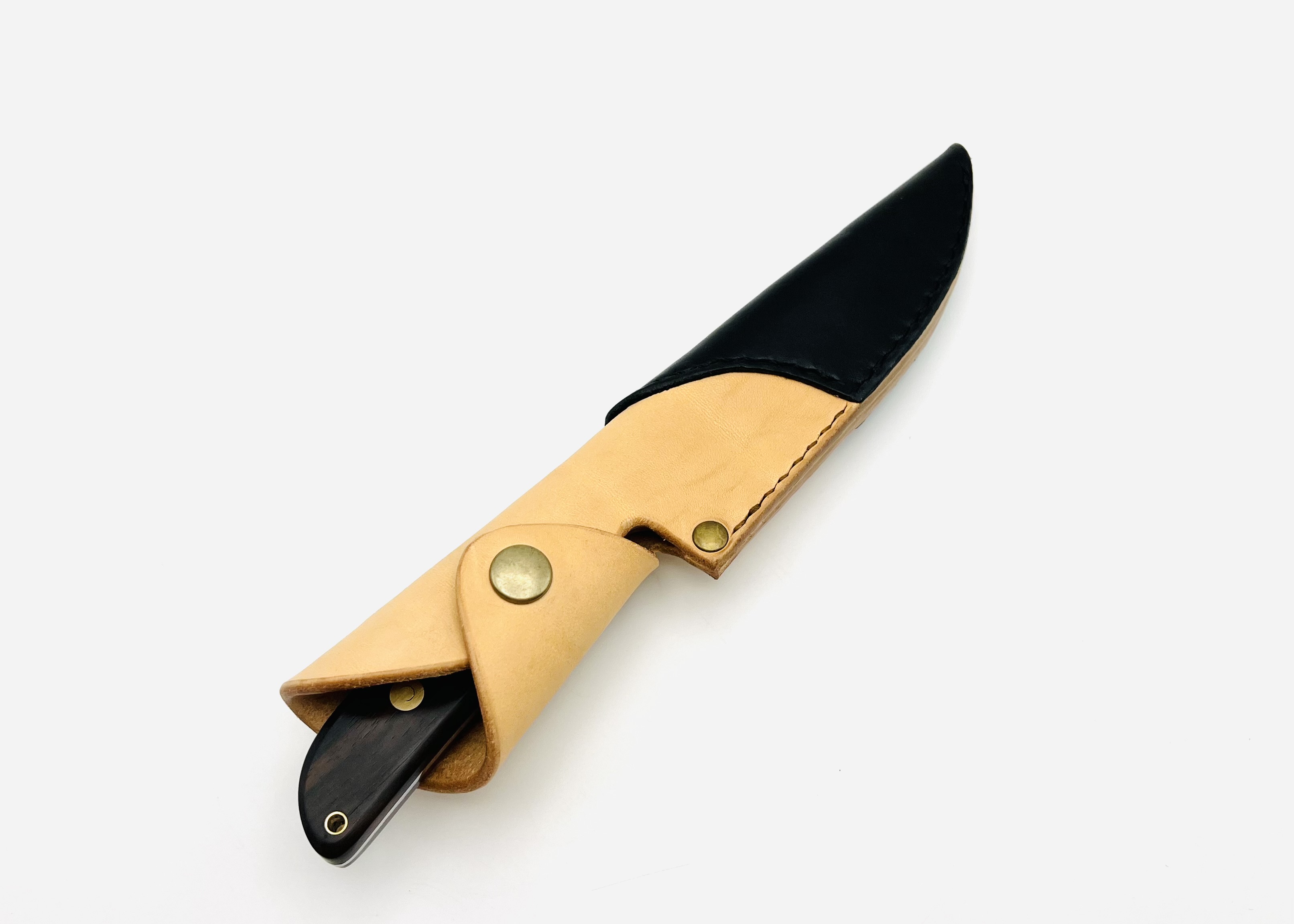 銀三ステンレス フルタングナイフ 黒檀柄リベット止め ツートンシース付 - 画像 (8)