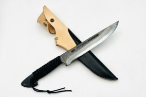 鉄・鋼（青二）剣鉈共柄　6.5寸　紐巻　ツートンシース付