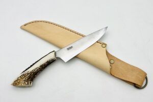 銀三ステンレス 鹿角柄ナイフ 4寸 シース付