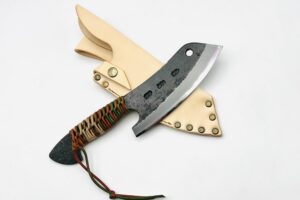 鉄鋼 青紙二号 黒打ちブッチャーナイフ 紐巻 フルサック