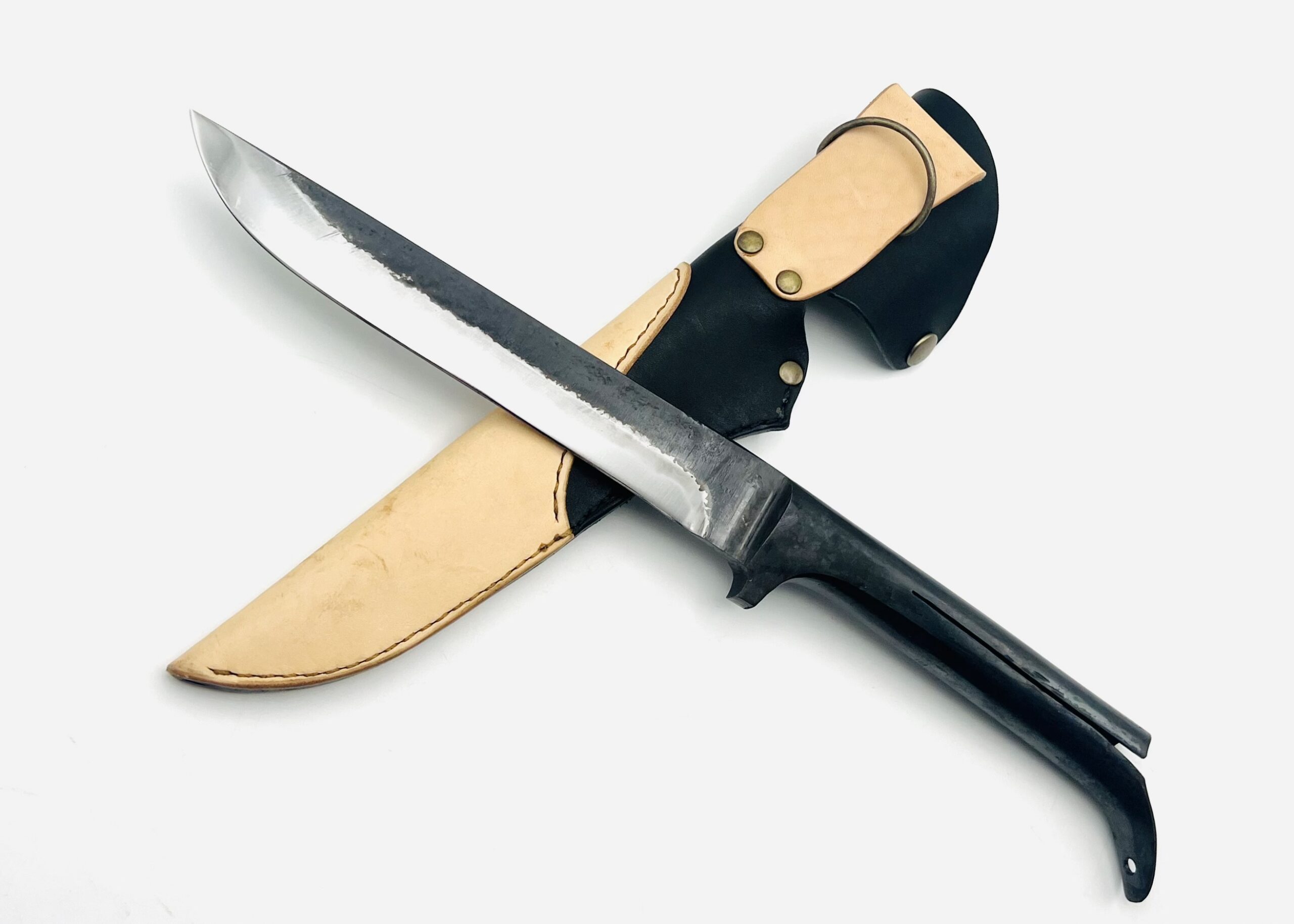 鉄・鋼(青二)パイプ柄剣鉈 7寸 ツートンシース付 - 画像 (2)