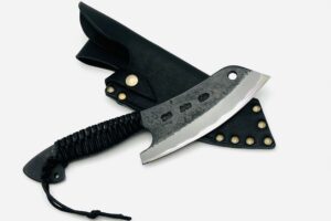 鉄鋼 青紙二号 黒打ちブッチャーナイフ 紐巻 フルサック (BLK)