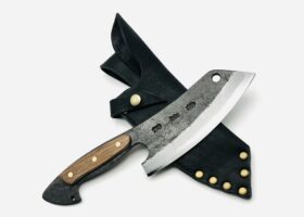 鉄・鋼（青二）黒打ち　ブッチャーナイフ　胡桃柄リベット止め　フルサック ②