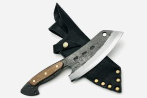 鉄・鋼（青二）黒打ち　ブッチャーナイフ　胡桃柄リベット止め　フルサック ②
